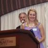 Scholarship Nominee, Maddie McAlister addresses the members.