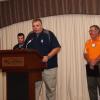 Middle School Girls Basketball Coach Ostrowski (front), Boys Basketball Coach Will Smith, with John McCormick.