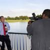 Randy Patrick had set up for a live sportscast, but was pre-empted by golf!